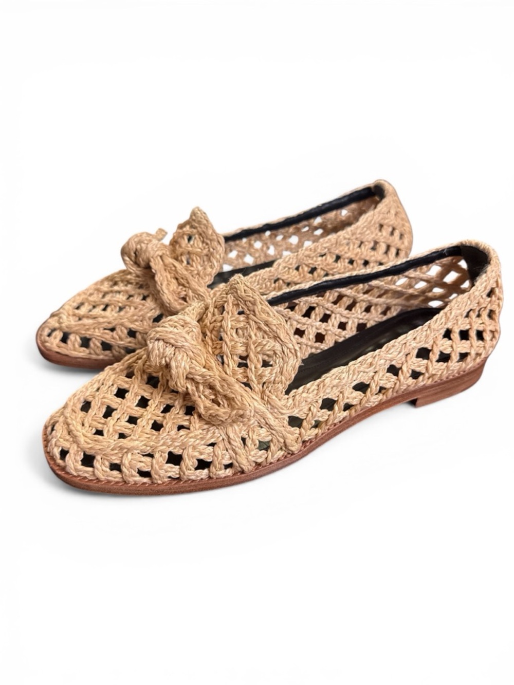 Alexandre Birman Knotted Woven Raffia Loafers in Natural